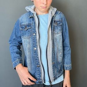 Kids jean jacket with hood